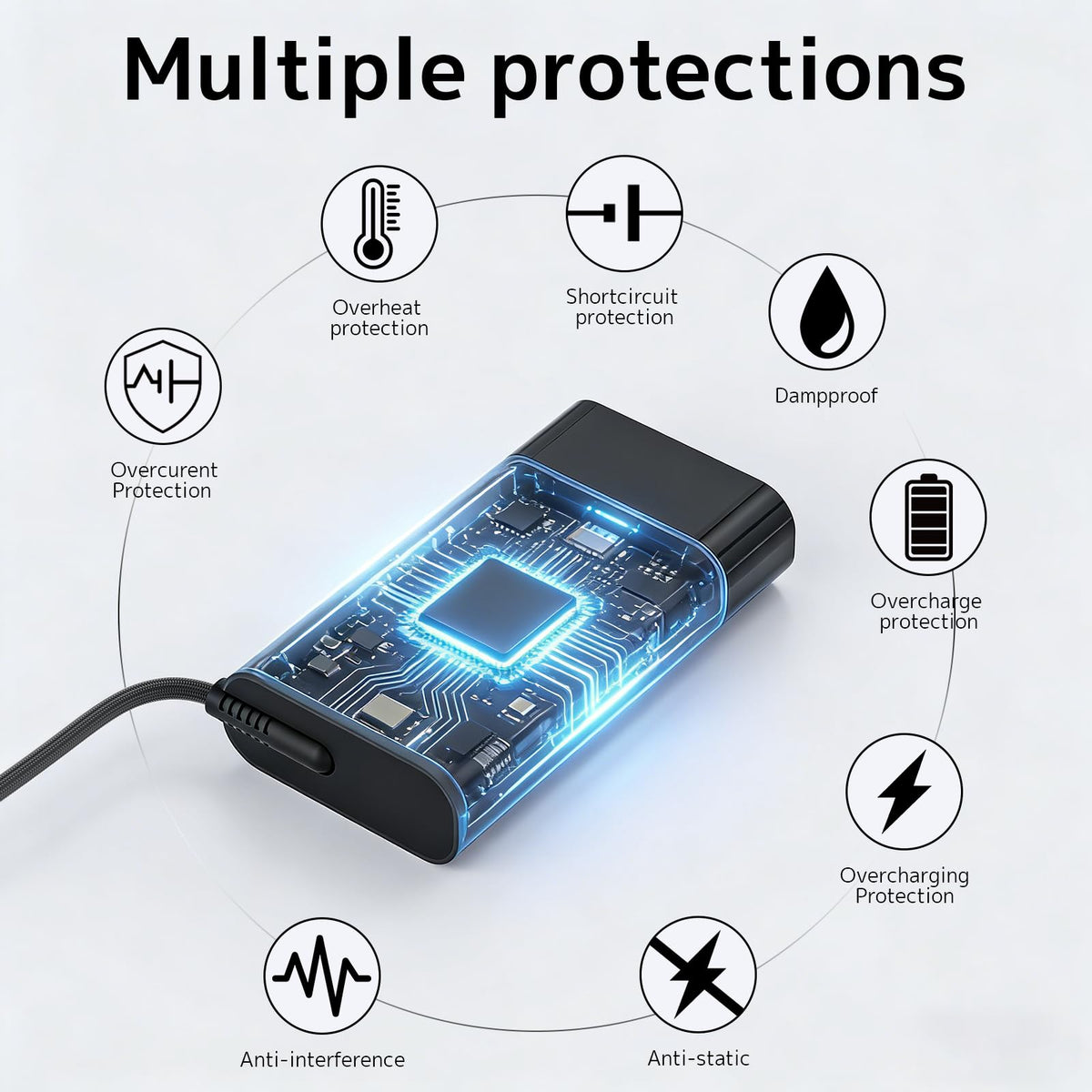 RTESRU 65W USB-C adapter supports 100-240V input for global use.