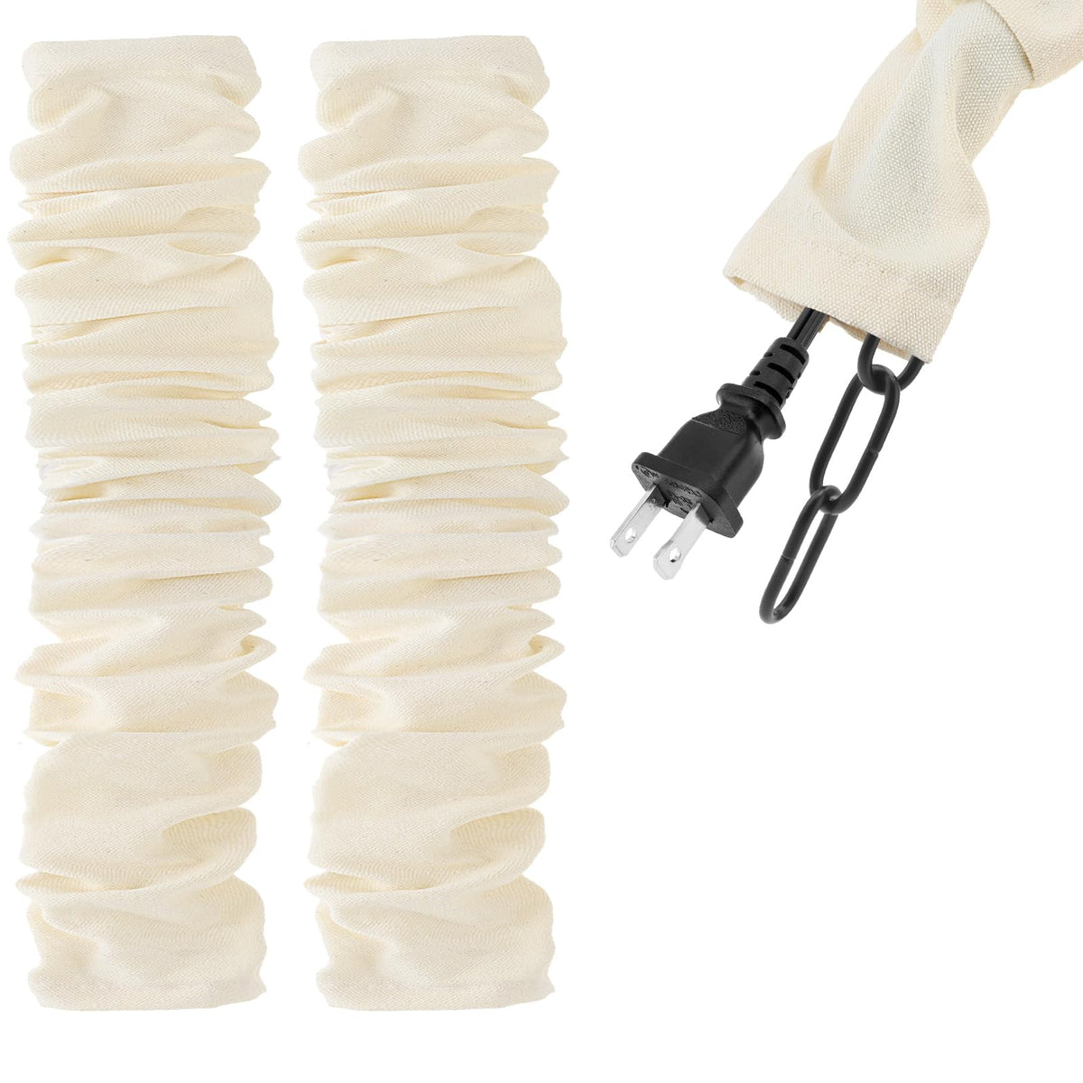 RTNLIT cord cover 4ft beige fabric protects and hides hanging wires.