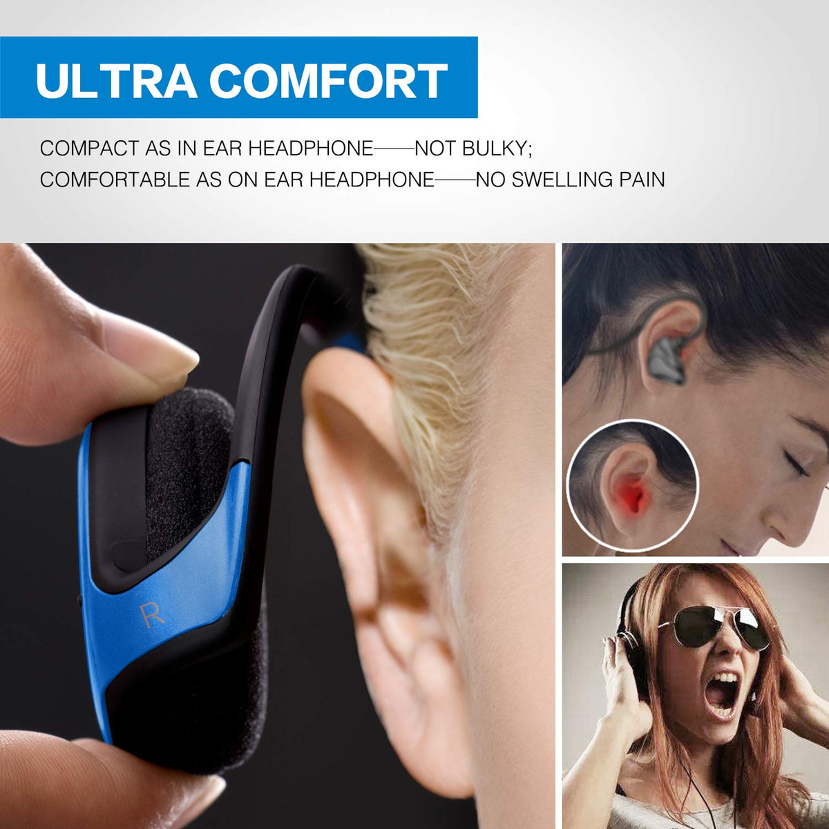 RTUSIA close-up of control buttons for easy hands-free calls and music