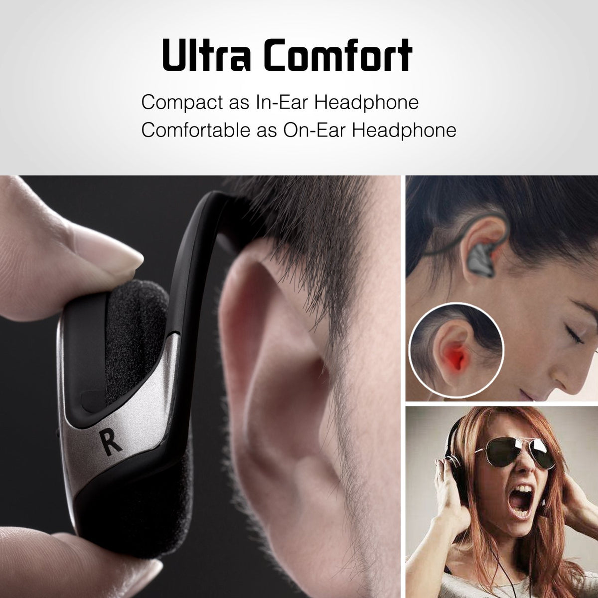 RTUSIA close-up of ear hook texture highlighting comfortable grip benefit