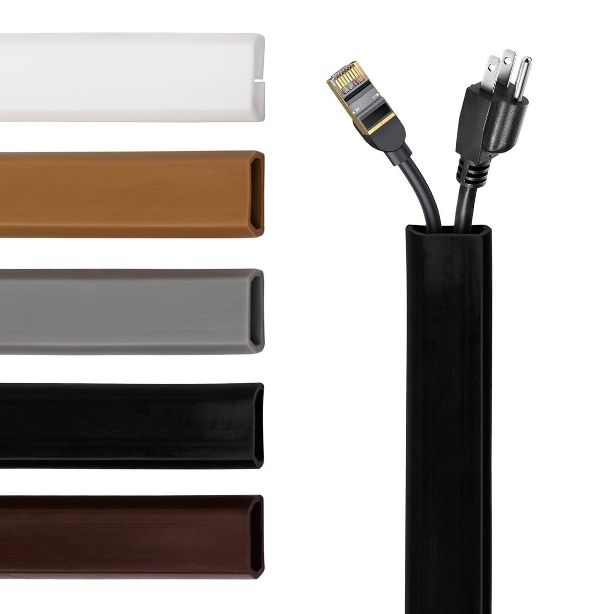 RUBBER BOND front packaging showing 10ft black cord hider and benefits