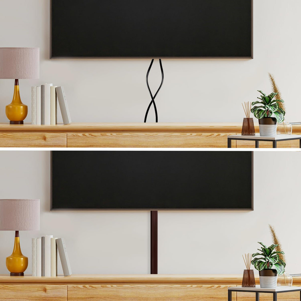 Self-adhesive RUBBER BOND cable cover mounted on wall for quick organization