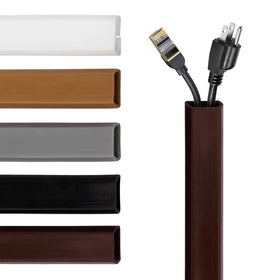 RUBBER BOND TV Cord Hider in dark brown hides TV wires for a cleaner living room