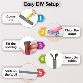 Rubber Bond wall cable organizer keeps cords tidy and protected.