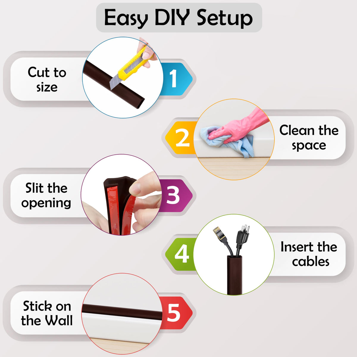 RUBBER BOND versatile cord hider suitable for multiple wall surfaces