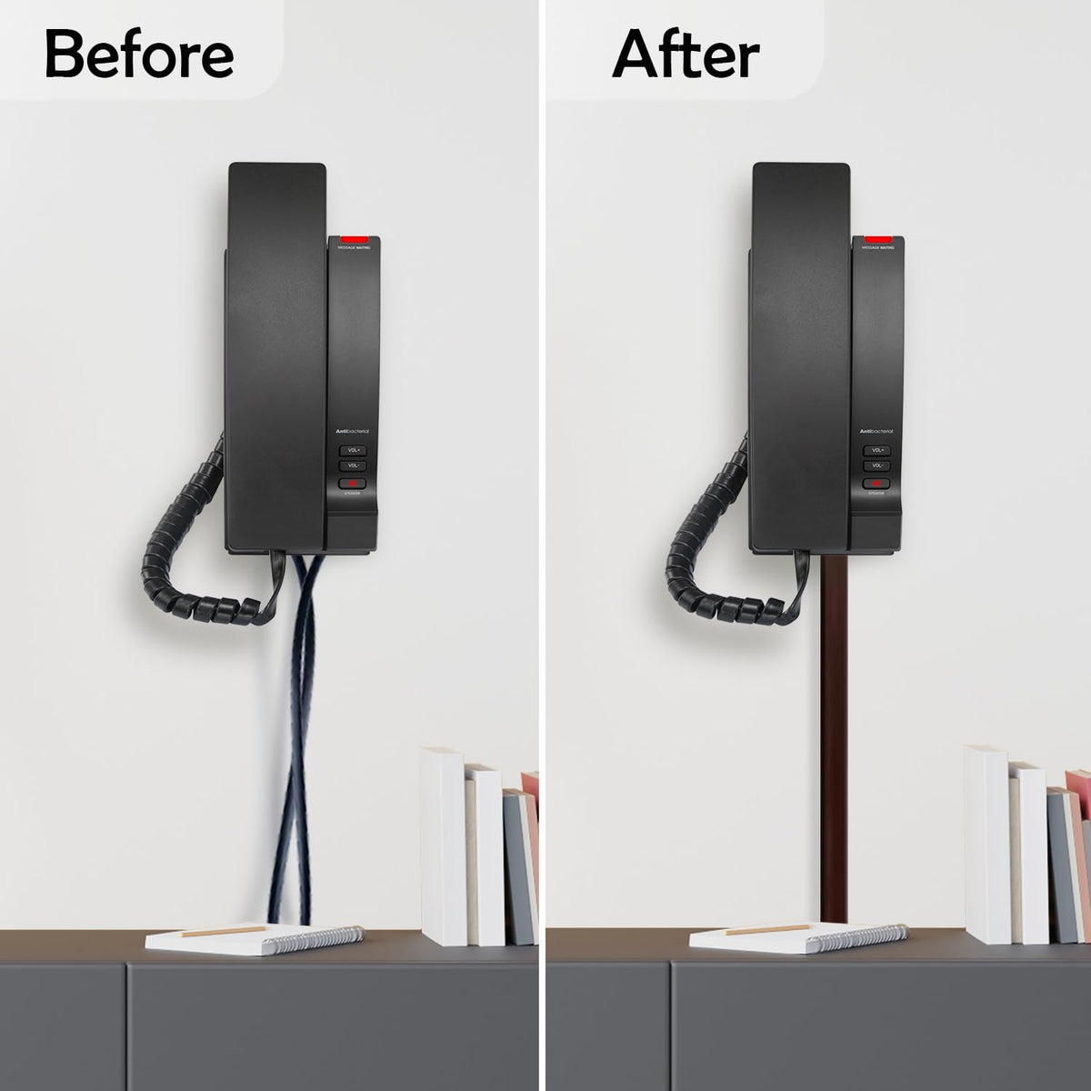 RUBBER BOND adhesive backing closeup demonstrating strong stick to wall for secure cable routing