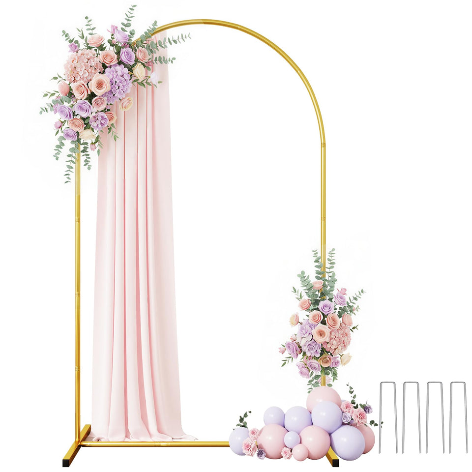 Rubfac arch stand 7.2 ft gold backdrop for elegant wedding photos