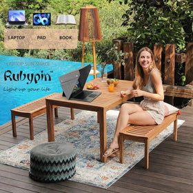 Rubypin in use at outdoor café demonstrating improved screen visibility