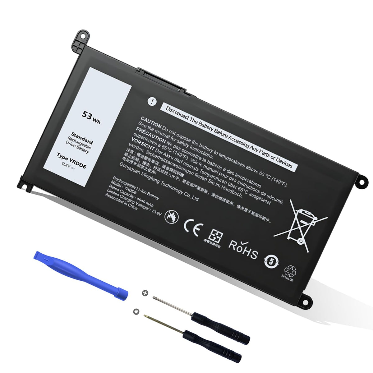 RUEMIU YRDD6 battery for Dell Inspiron—high-capacity upgrade for extended unplugged use.