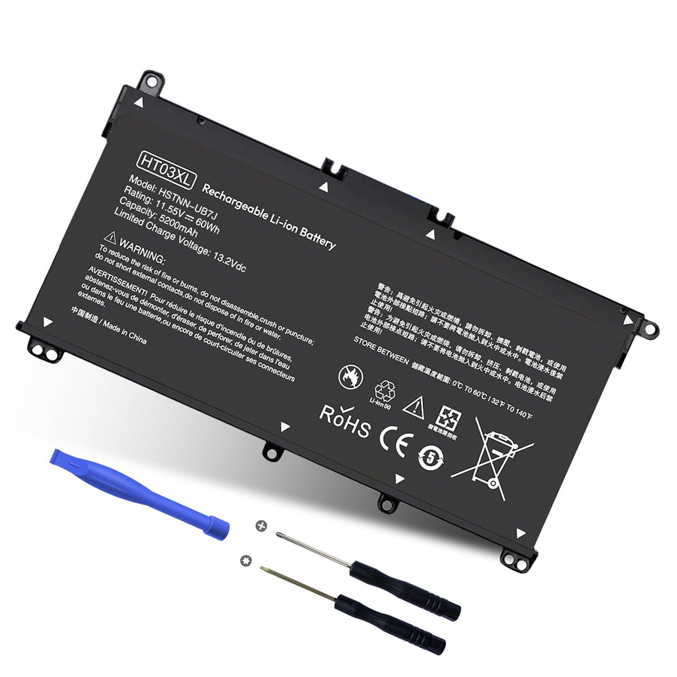 RUEMIU HT03XL 60Wh battery front view for longer HP Pavilion use