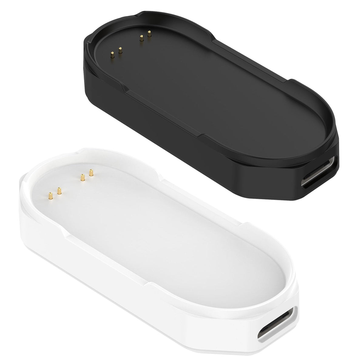 RuenTech front view of black and white charging bases, replacement convenience