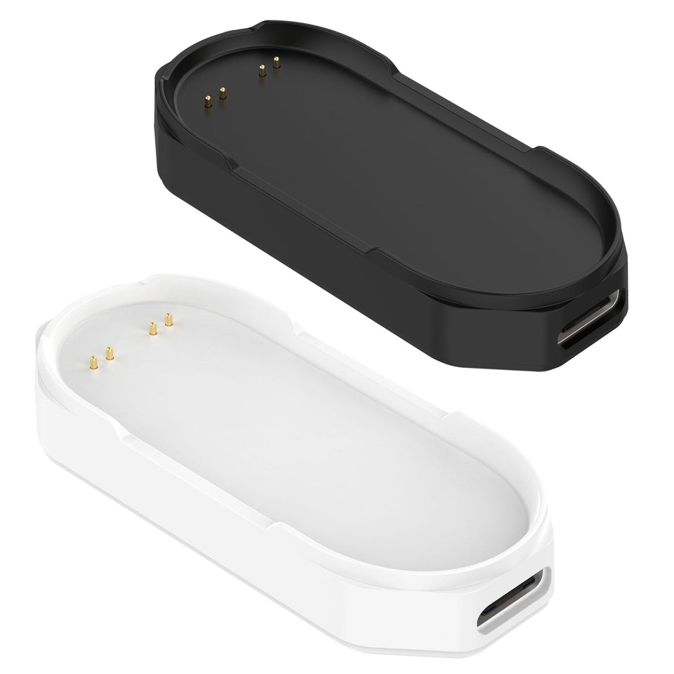 RuenTech front view of black and white charging bases, replacement convenience