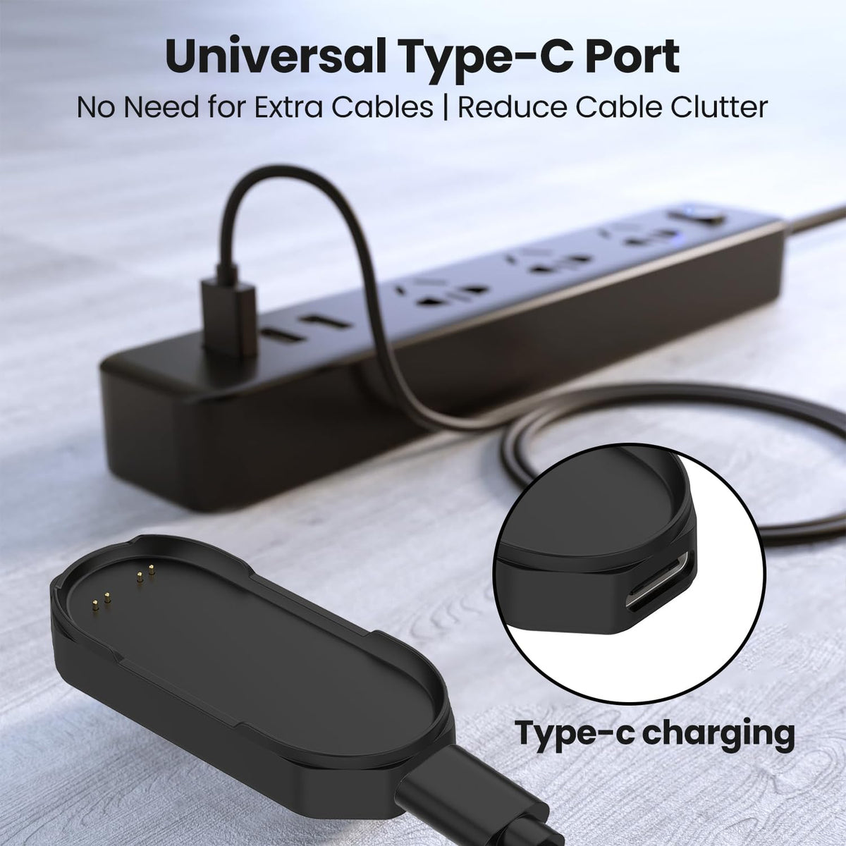 RuenTech charging base connected to laptop on desk, fast setup benefit
