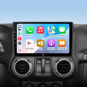 RUICAR 10.2-inch touchscreen installed in Jeep Wrangler for navigation and media