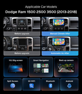 RUICAR Android 13 system delivering smooth performance on the Dodge Ram stereo