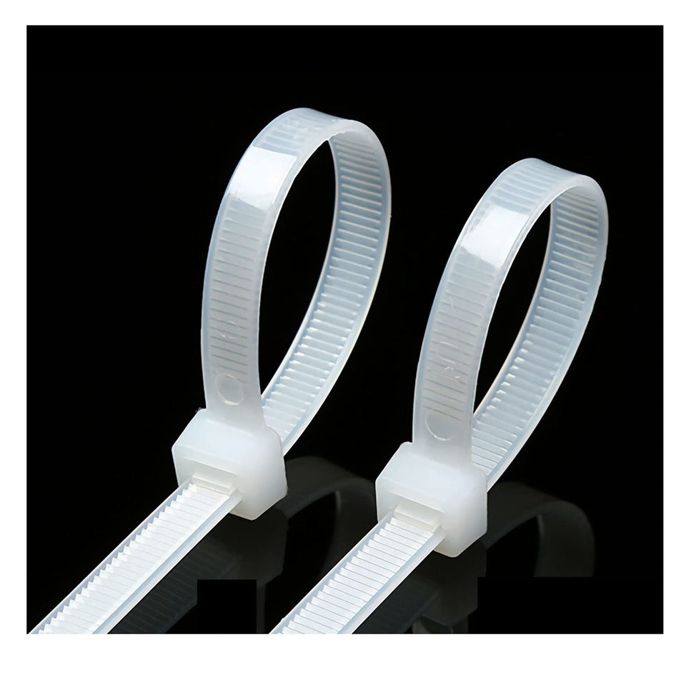 RUIHAO 36-inch white zip ties ideal for heavy outdoor mounting and long-term securing.