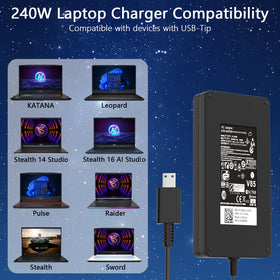 Ruilezyo 20V 12A 240W output illustrated for high-demand laptops