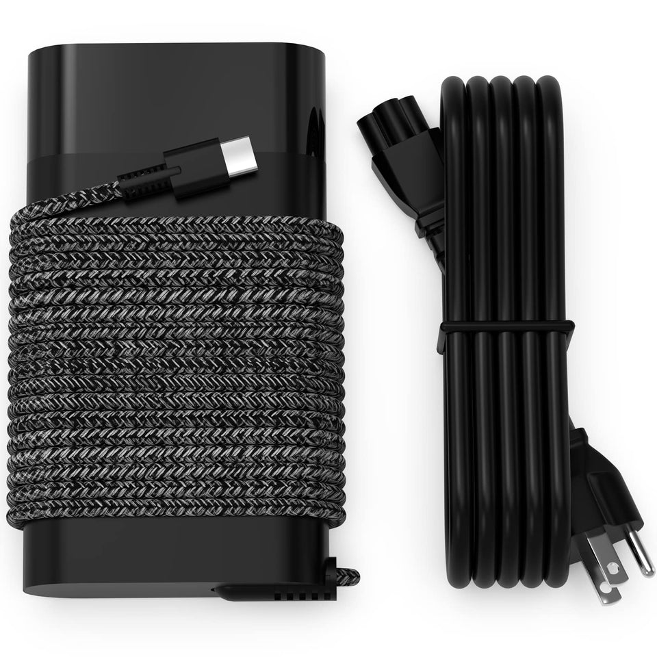 Ruilezyo 65W Omnibook charger front view showing compact design for desk setup