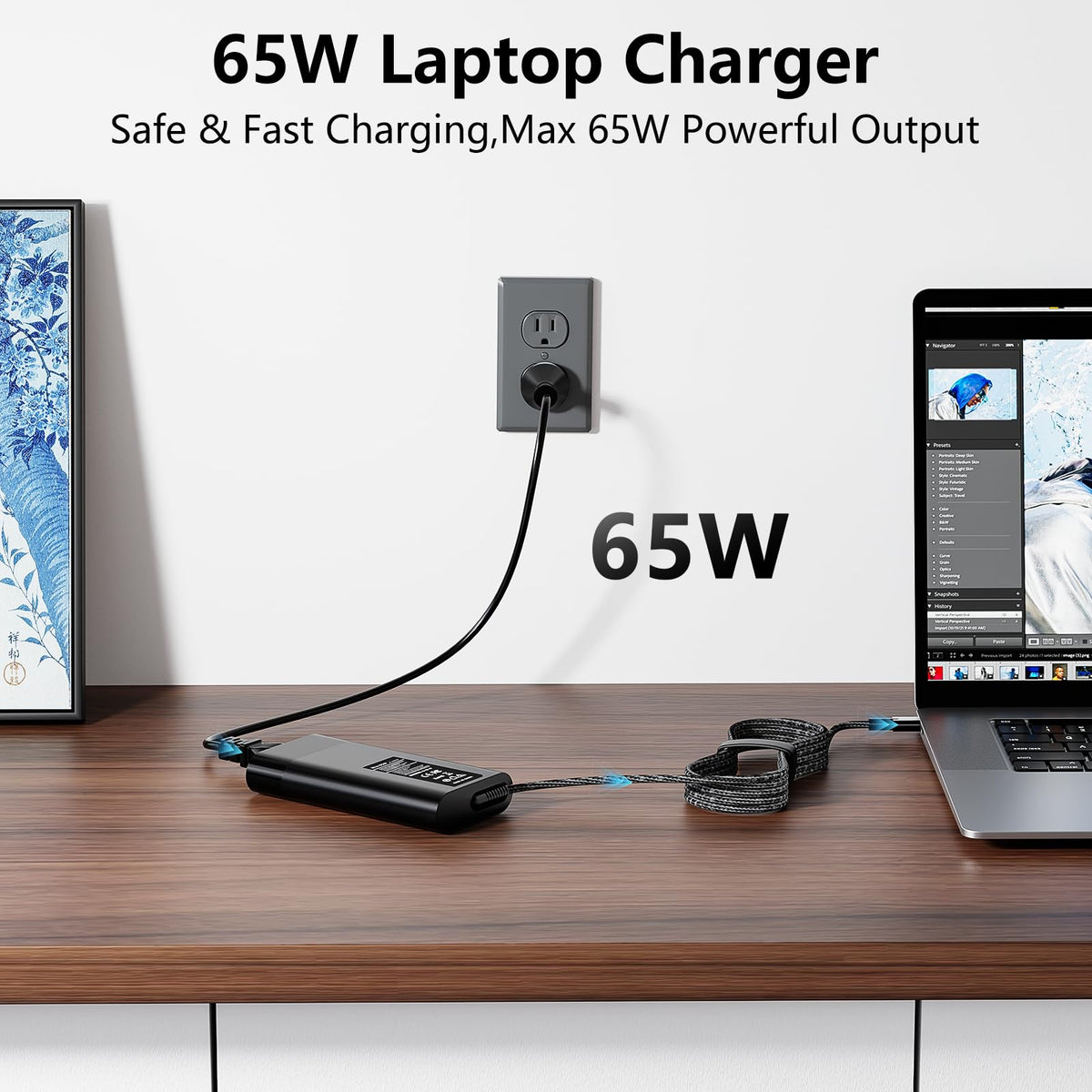Ruilezyo 65W Omnibook charger safety protections demonstrating built-in safeguards