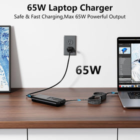 Ruilezyo 65W Omnibook charger safety protections demonstrating built-in safeguards
