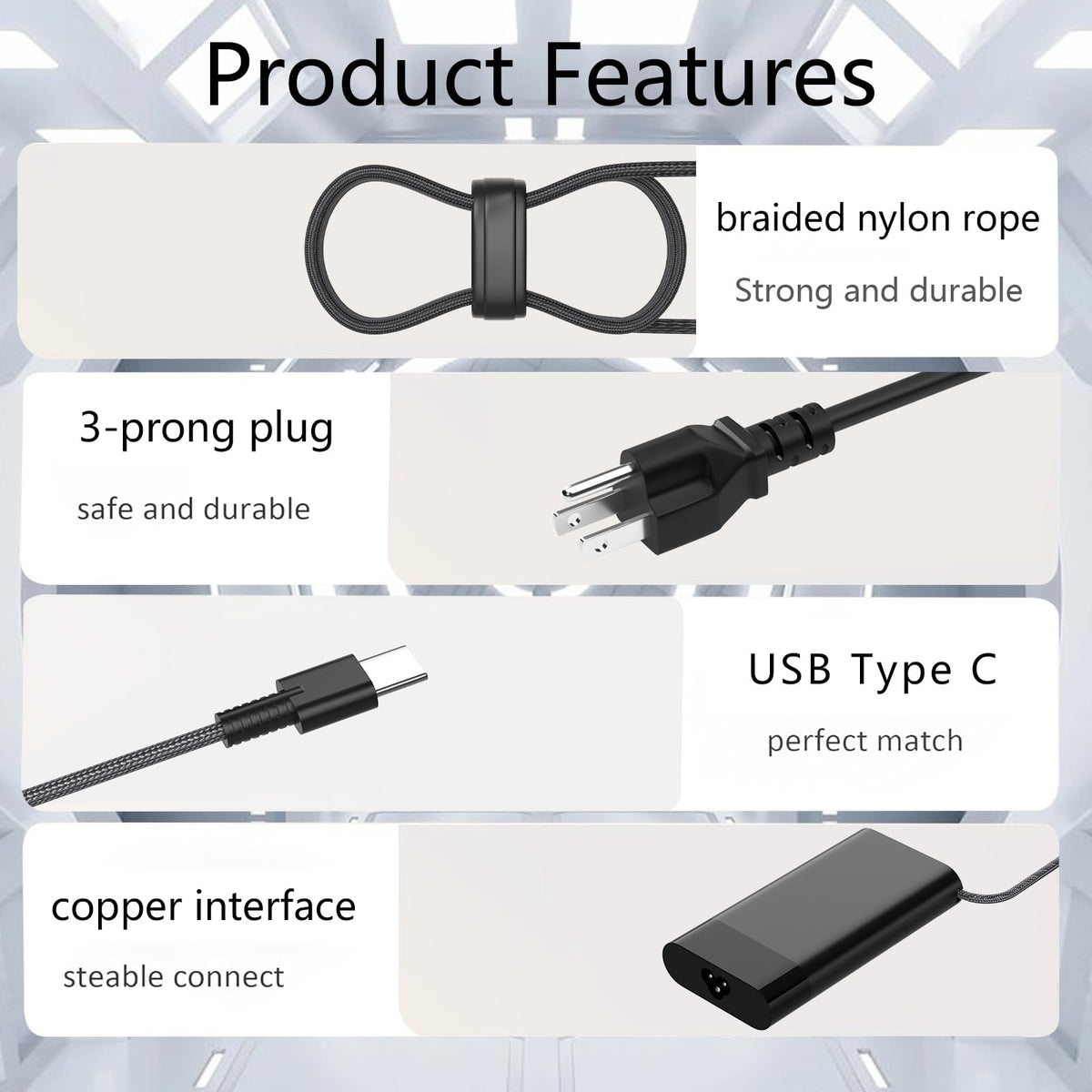 Ruilezyo 65W Omnibook charger USB-C port close-up highlighting PD charging