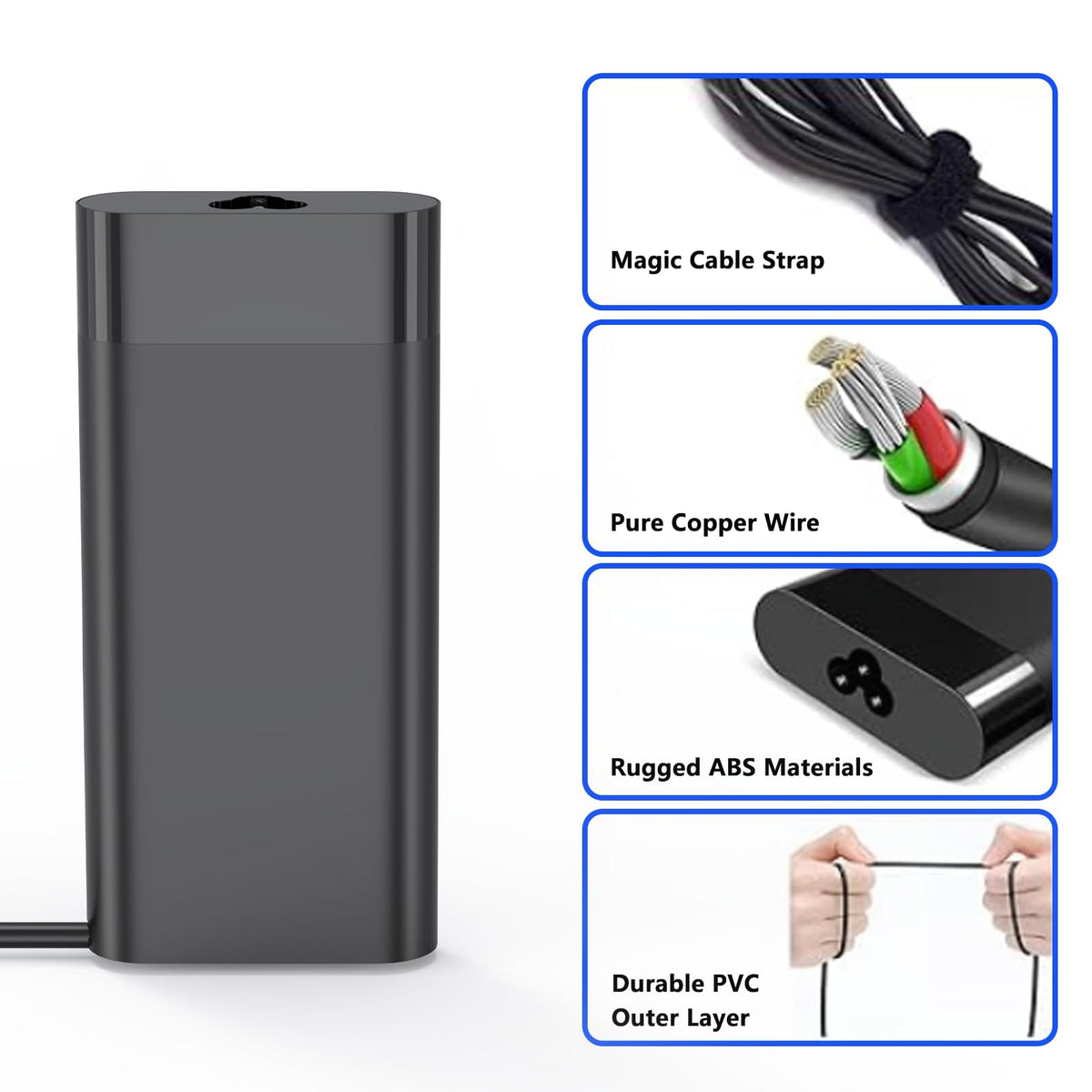 Ruilezyo box contents layout showing adapter and power cord for quick setup