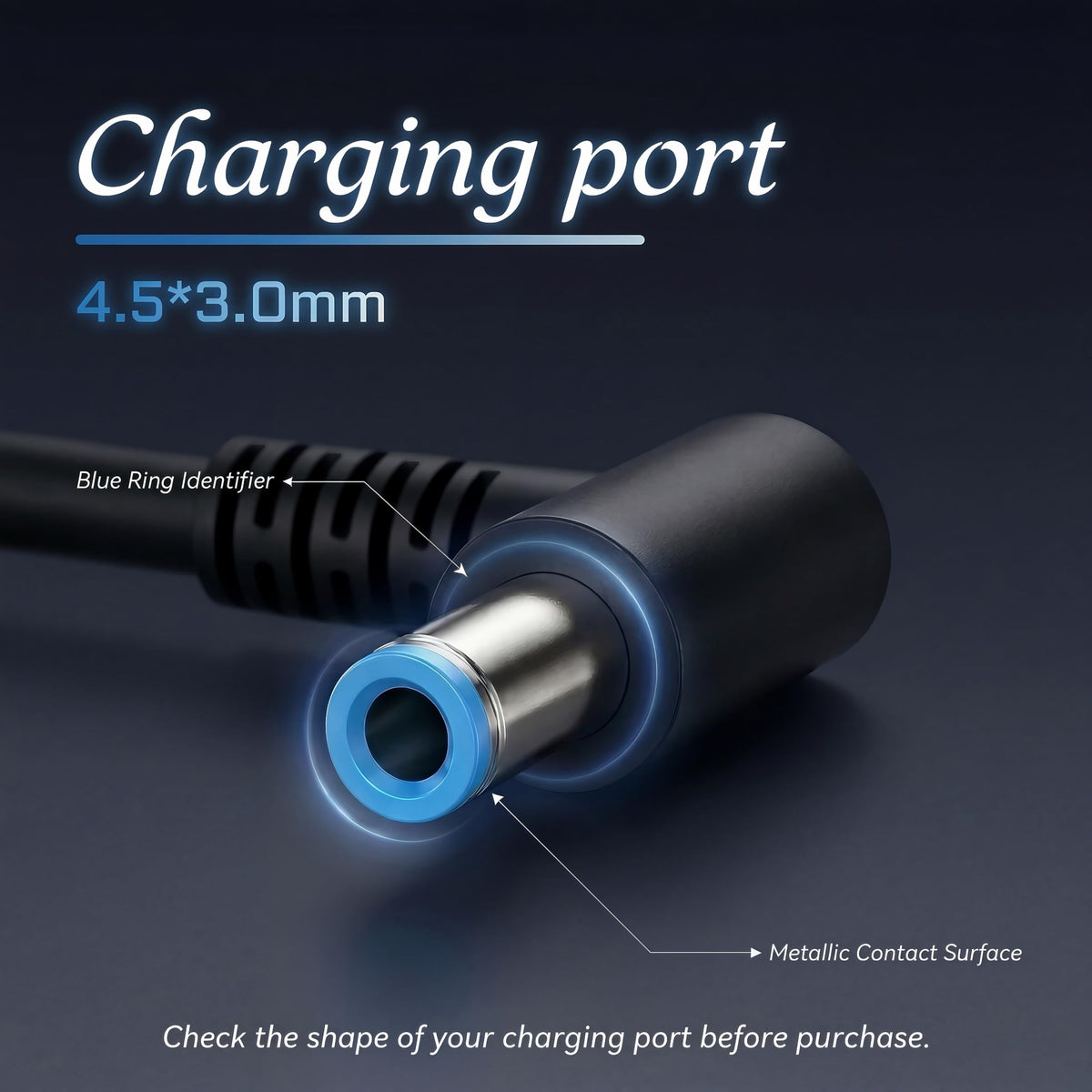 Ruilezyo blue-tip connector closeup matching HP plug and secure fit