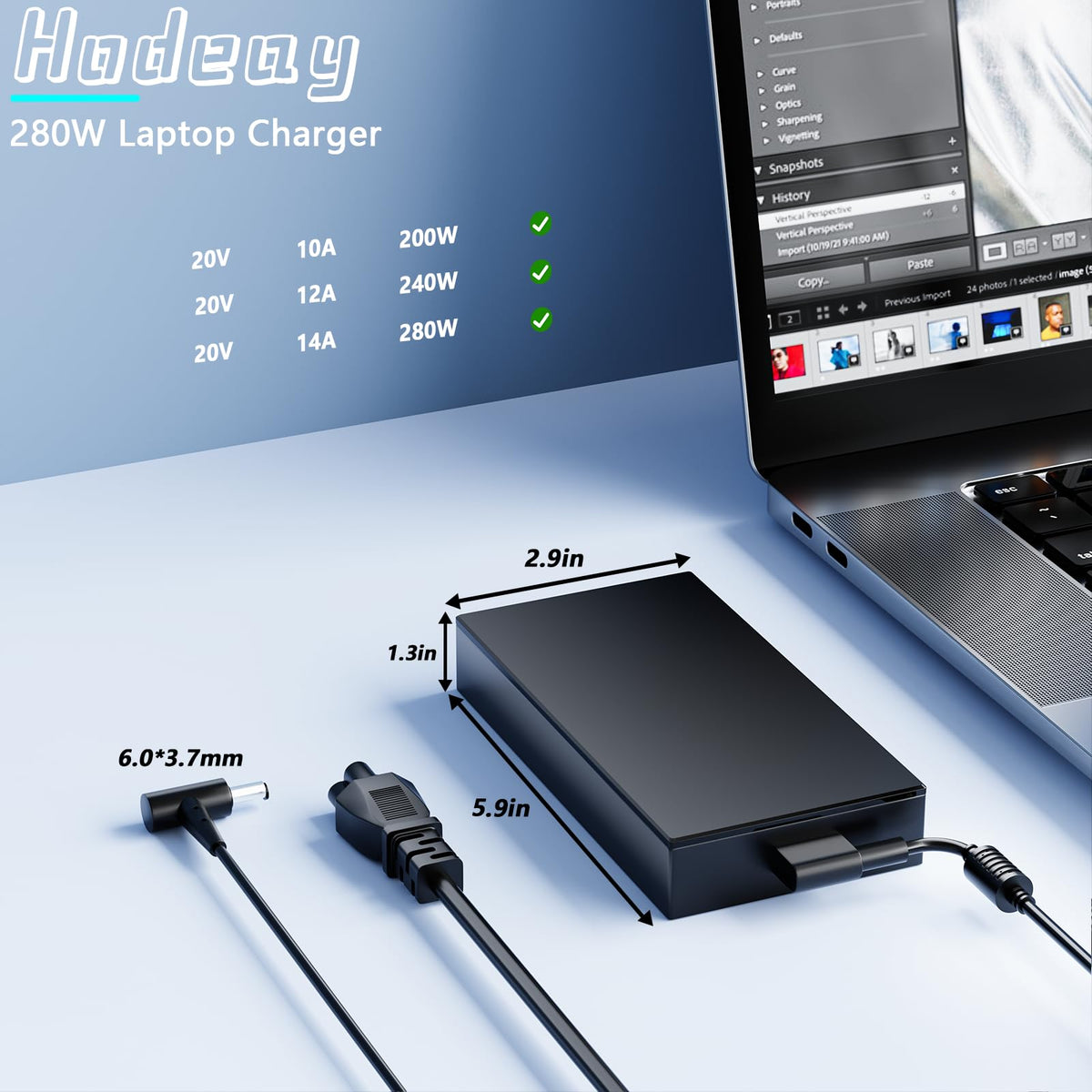 Ruilezyo close-up of 6.0x3.7mm DC tip ensuring proper fit for Asus laptops