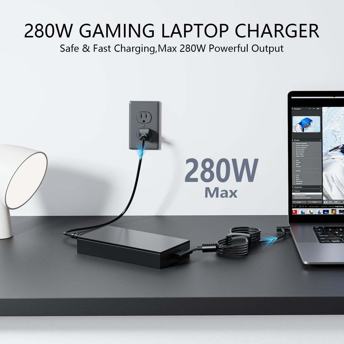 Ruilezyo boxed adapter with power cord showing everything included for setup