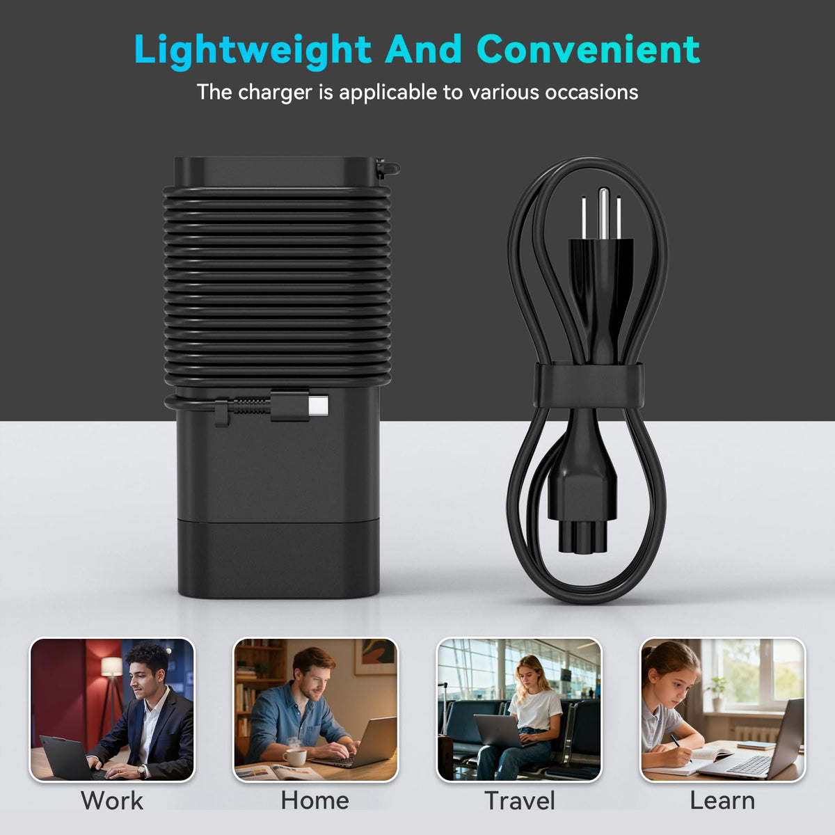 Ruilezyo charger next to a hand illustrating compact size for travel convenience