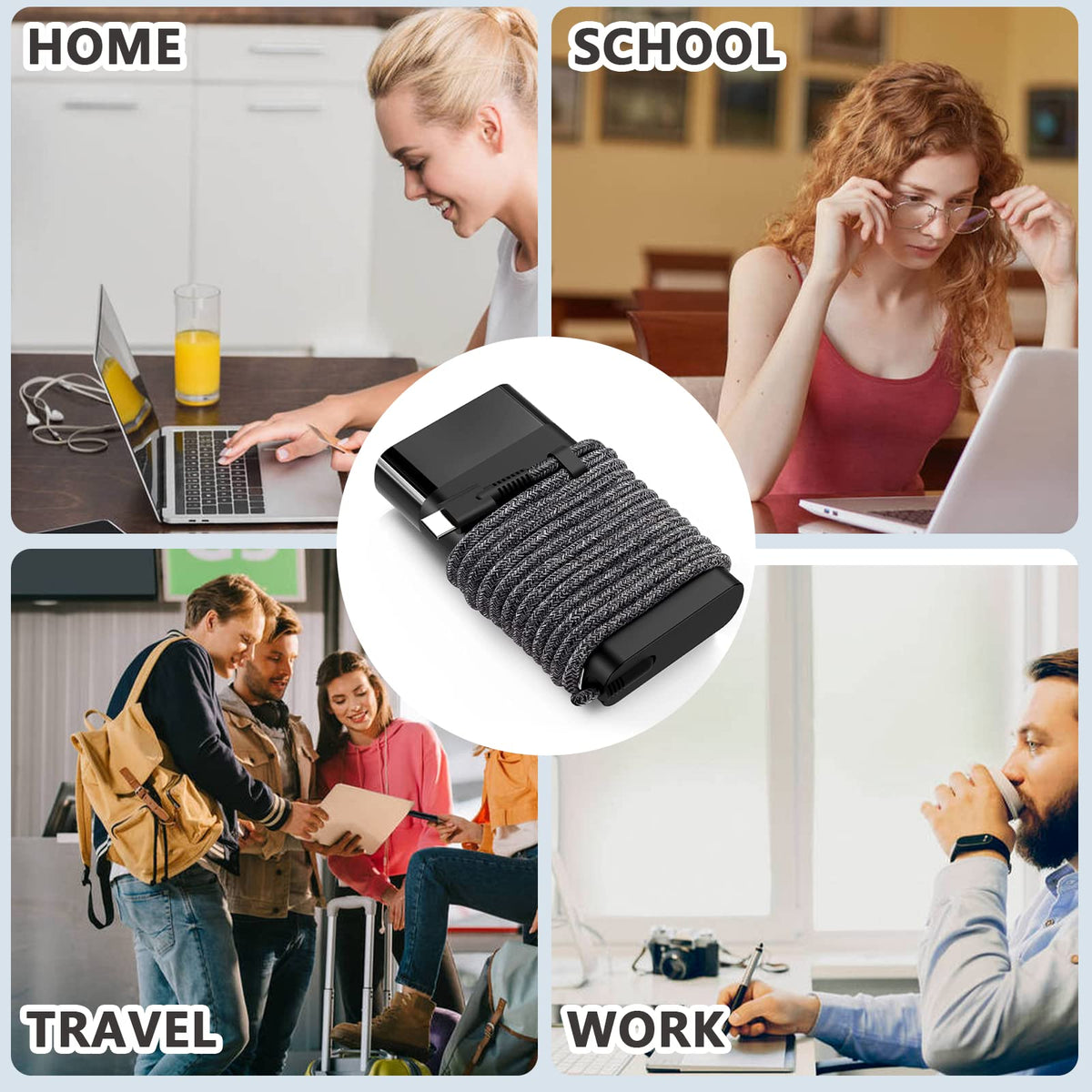 Ruilezyo Slim 65W USB-C charger travel-ready design for on-the-go work