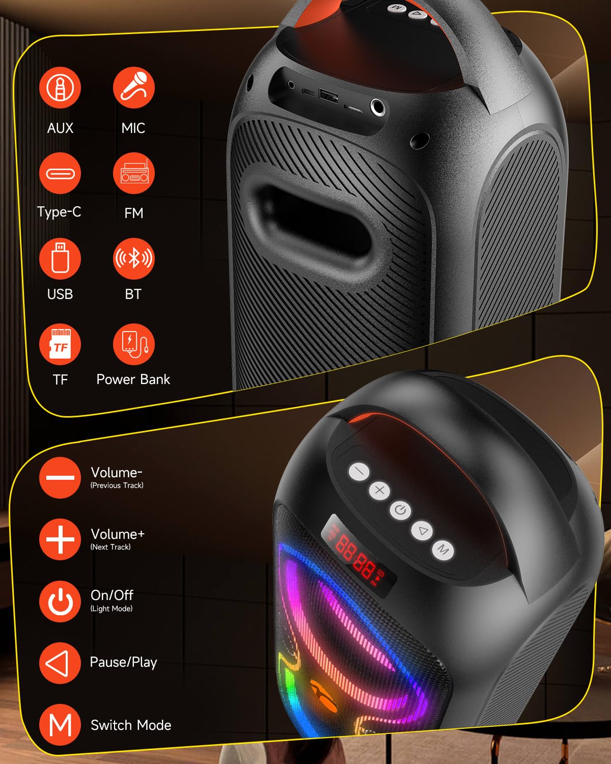 RUIMATECH battery port and phone charging illustrating power bank use