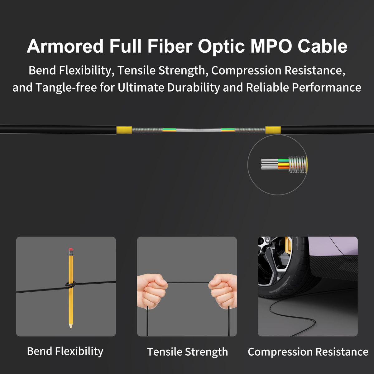 RUIPRO MPO connector end-face detail illustrating precise optical alignment