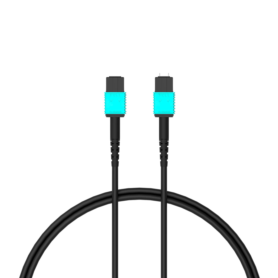 RUIPRO MPO armored cable front view highlighting 3ft length and EMI resistance