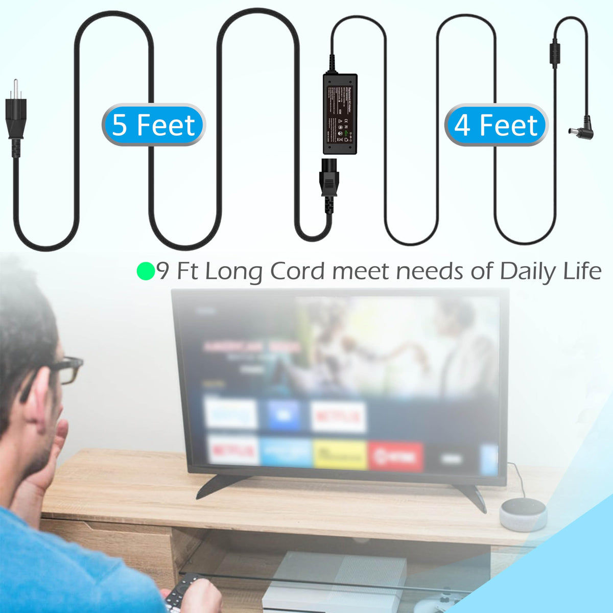 RUIQIU 19V power cord HW-M360 soundbar — steady power with precise connector.