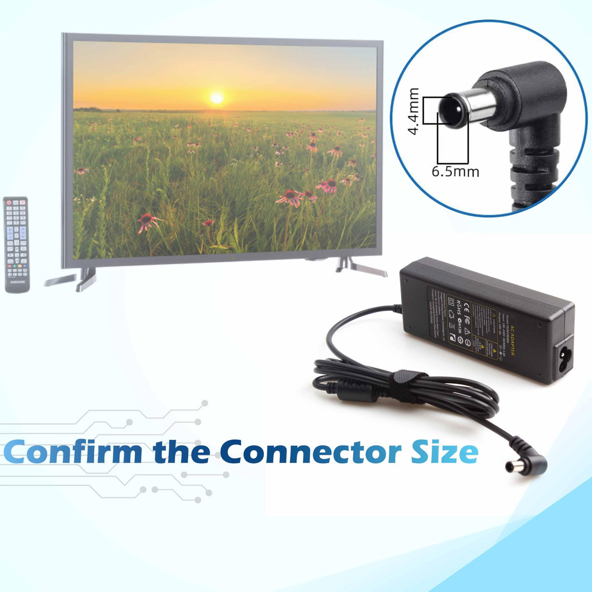 RUIQIU 19V power cord for Samsung UN32J4500 TV — stable power for streaming.