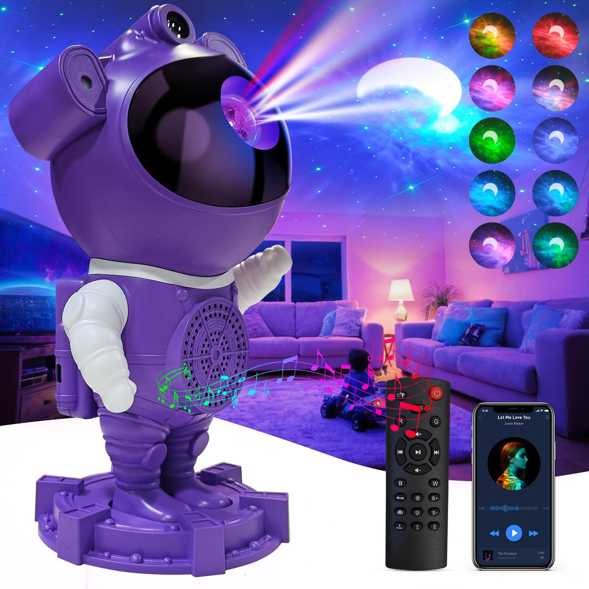 RUISHINE Star Projector astronaut galaxy light for immersive bedtime ambience