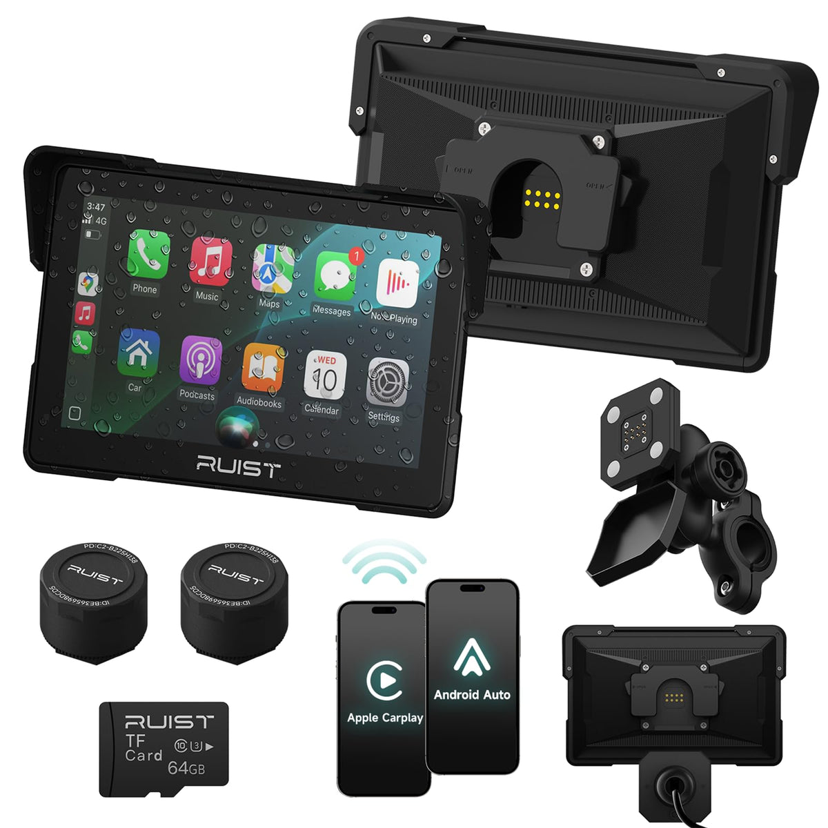 RUIST MOX70 7inch HD touchscreen on motorcycle for clear day navigation