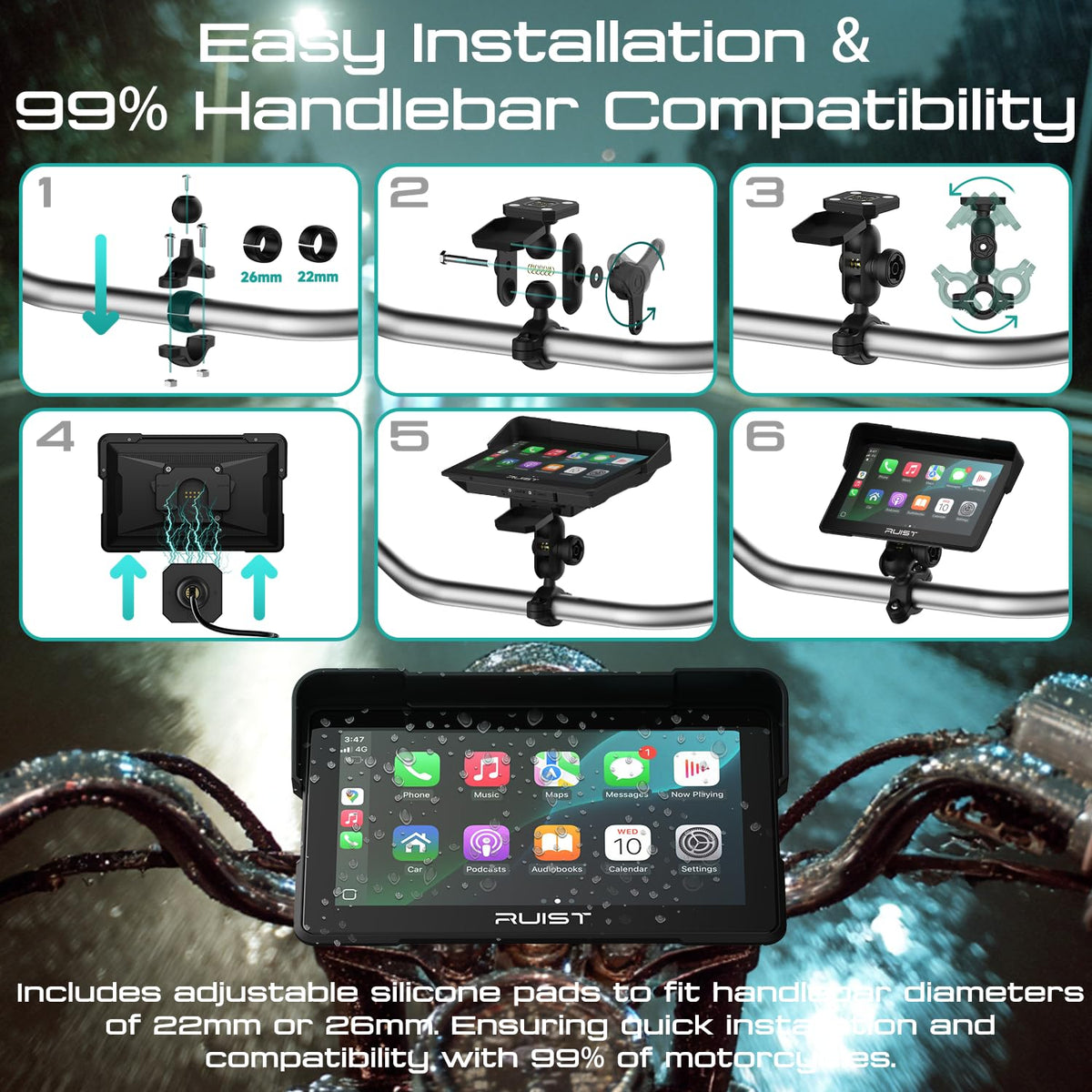 RUIST MOX70 universal compatibility fits most motorcycles