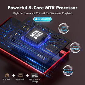 RUIZU 32GB internal storage plus 128GB card boosts library size.