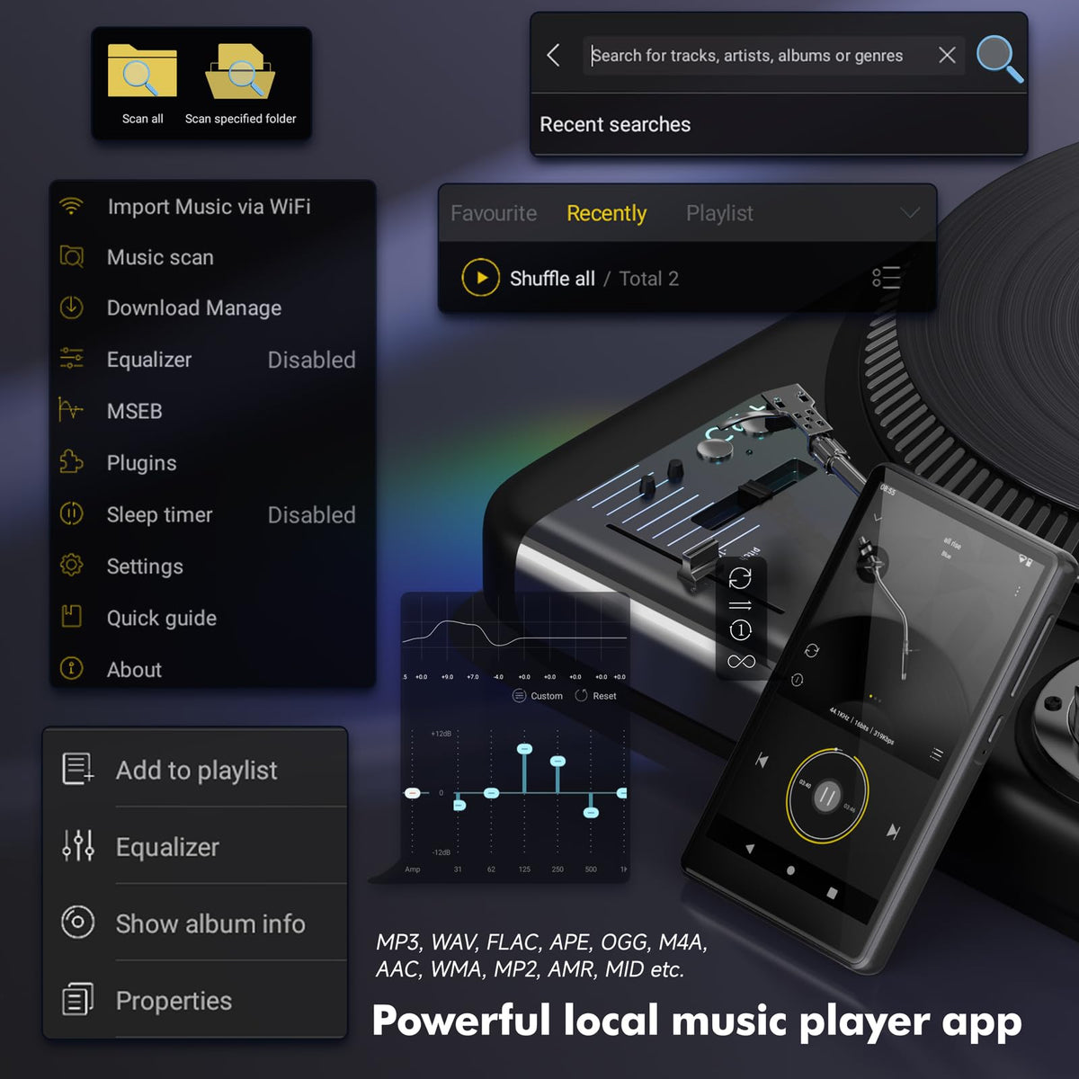 RUIZU Android 13 Play Store access enables customizable music apps.