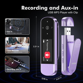 RUIZU showing FM radio and recording screen, easy on-the-go voice capture