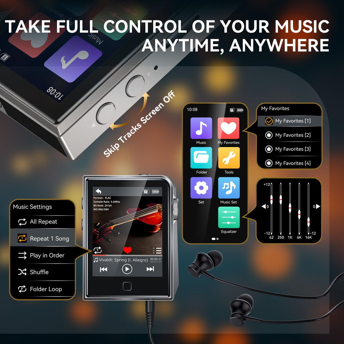 RUIZU microSD slot and ports visible for easy expansion and file management