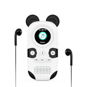 RUIZU panda front view showing screen and buttons, clear kid-friendly layout