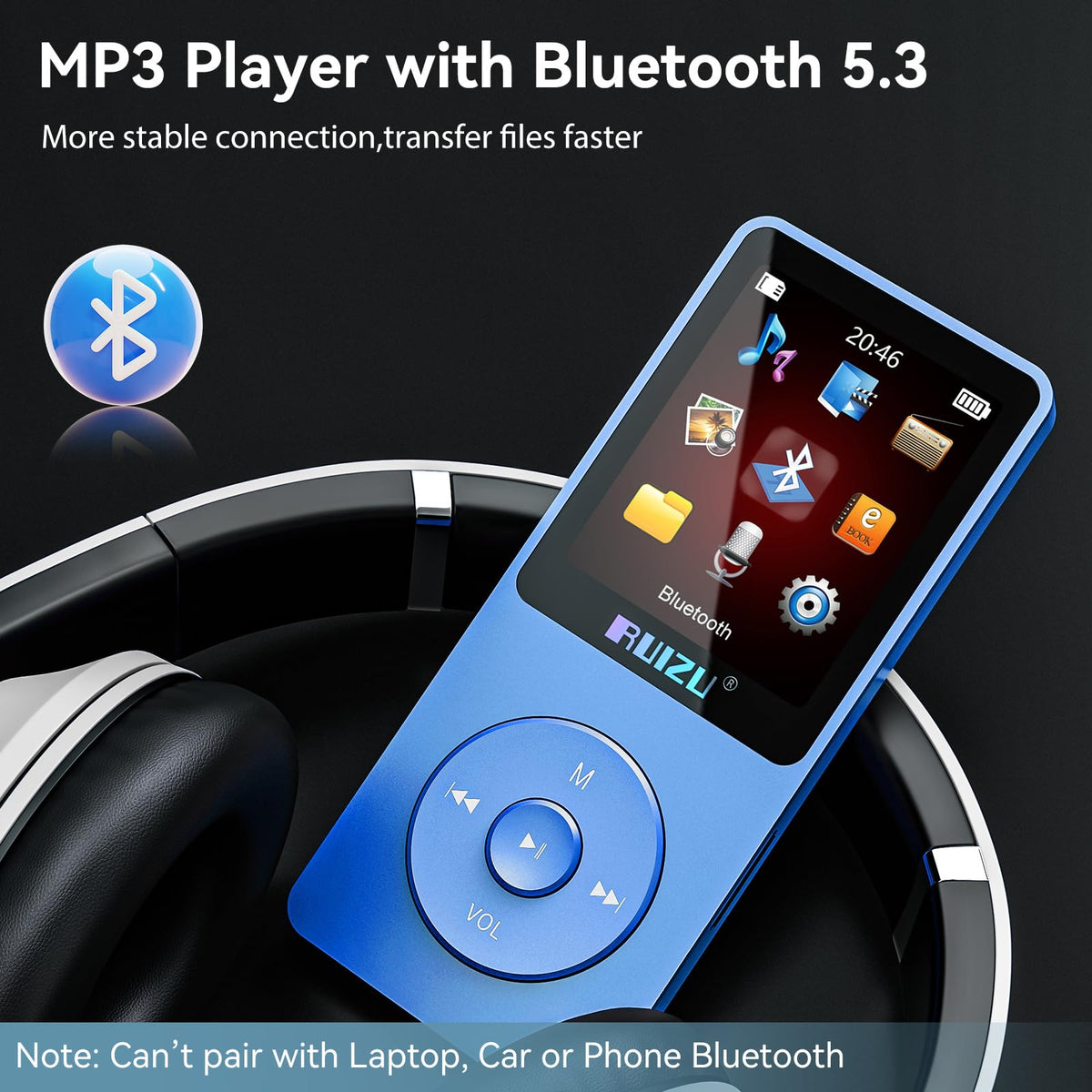 RUIZU close-up of 1.8-inch screen and buttons, clear navigation benefits