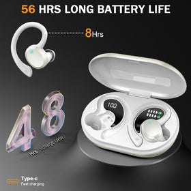 Rulefiss earbuds in hand for scale, illustrating compact portable design