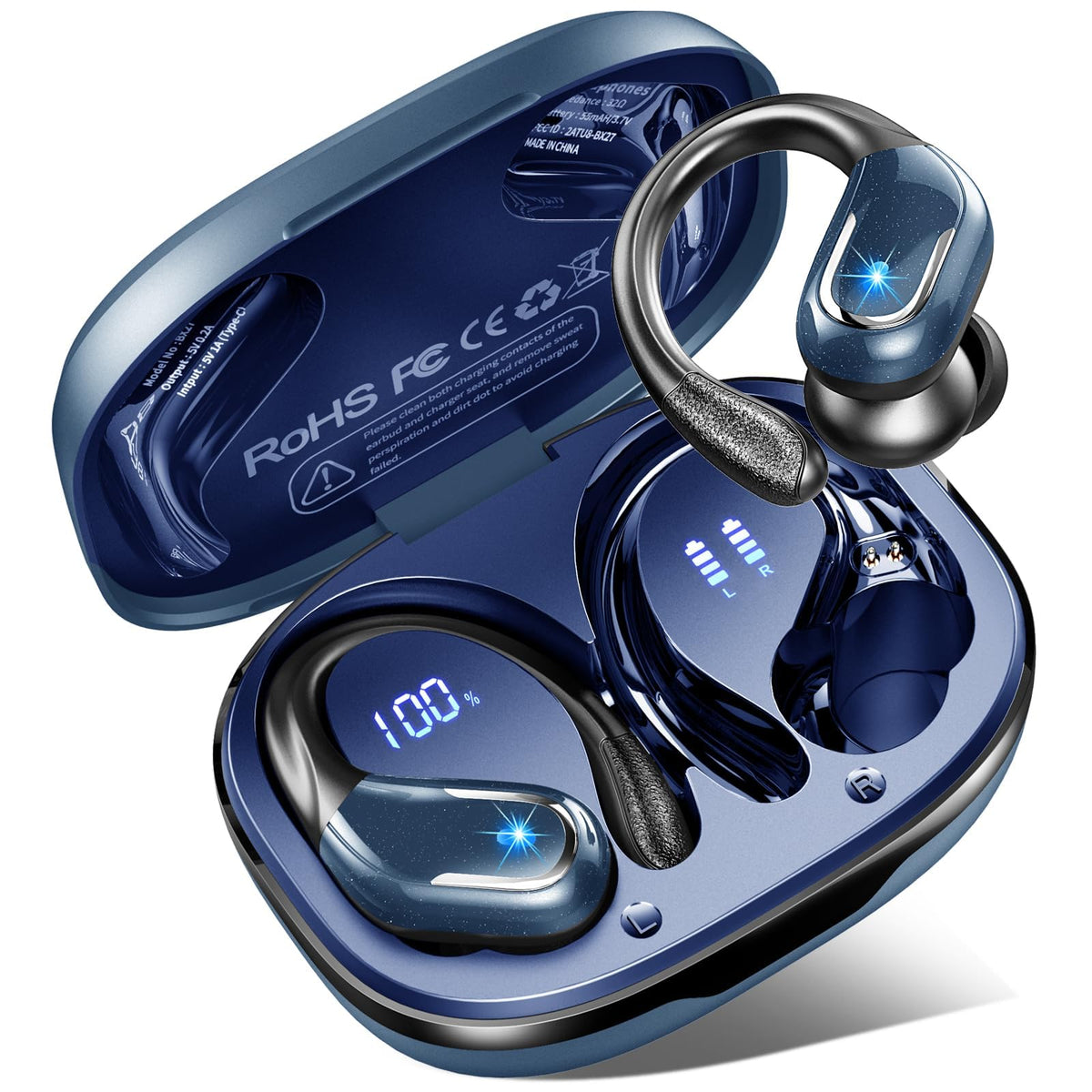Rulefiss front packaging showing earbuds and case, clear product presentation benefit