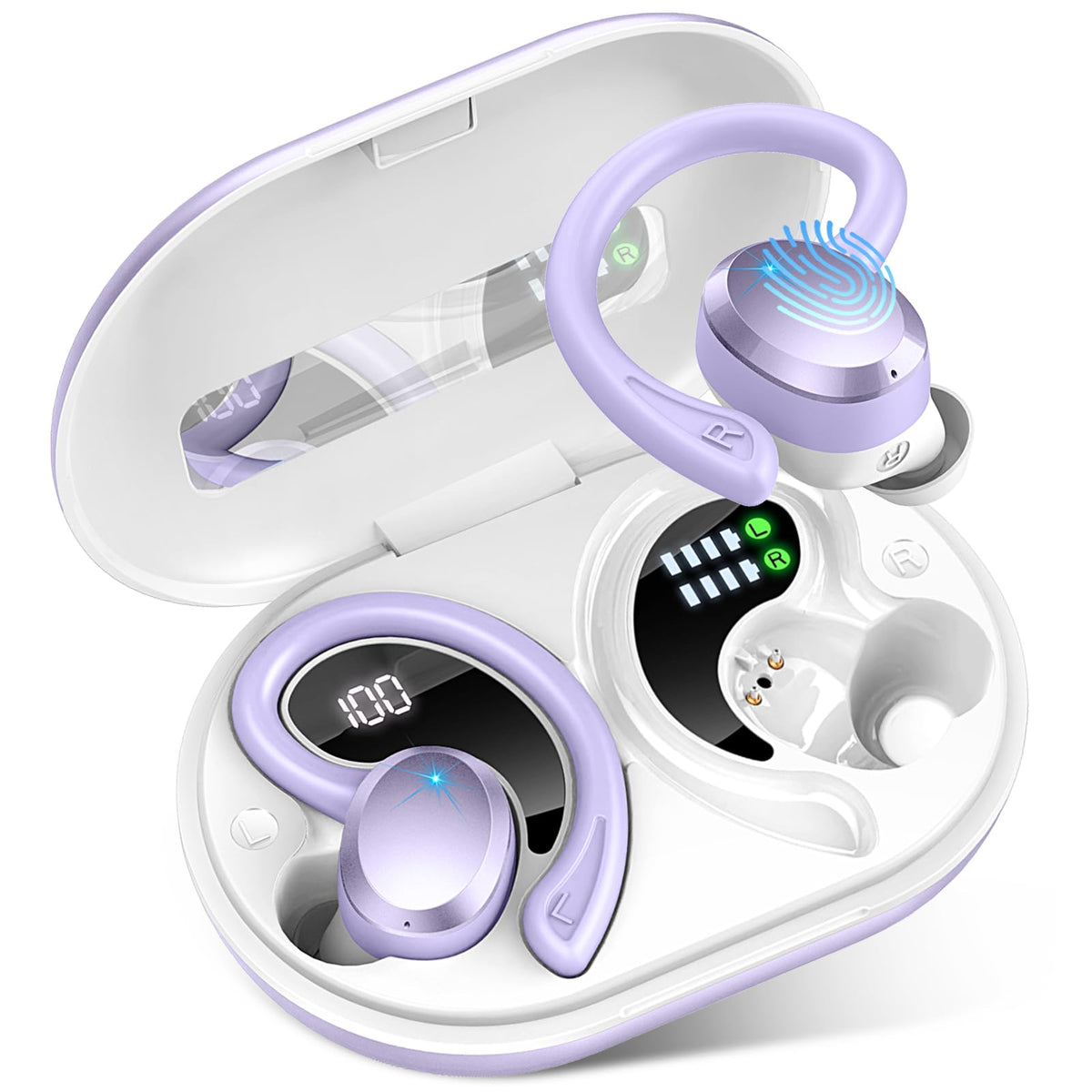 Rulefiss front packaging showing earbuds and charging case, highlights full kit