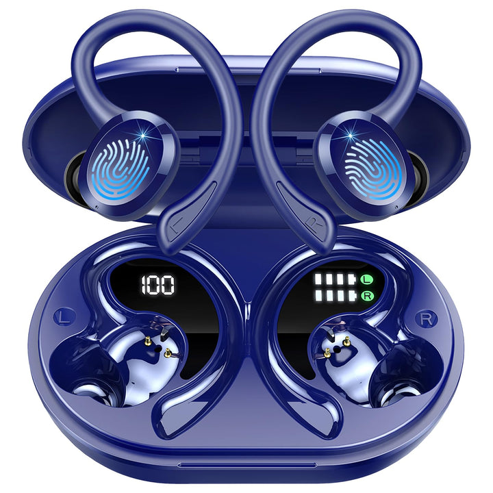 Rulefiss Q38 front packaging in blue showing earbuds and case for clear first impression