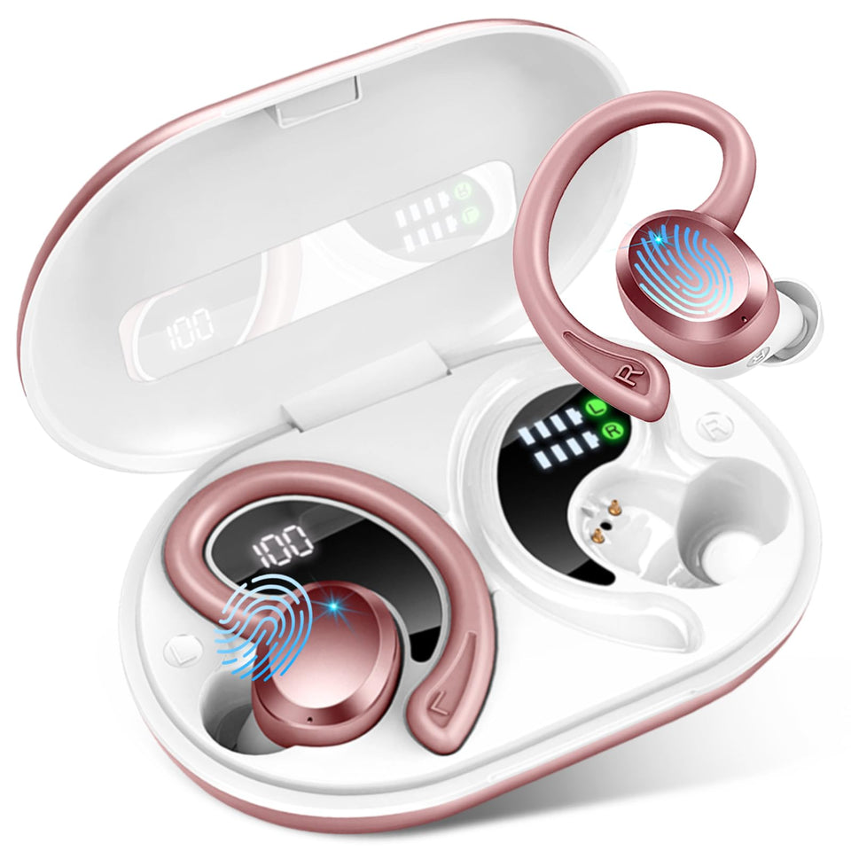 Rulefiss Q38 front packaging showing earbuds and case, benefit: clear product view